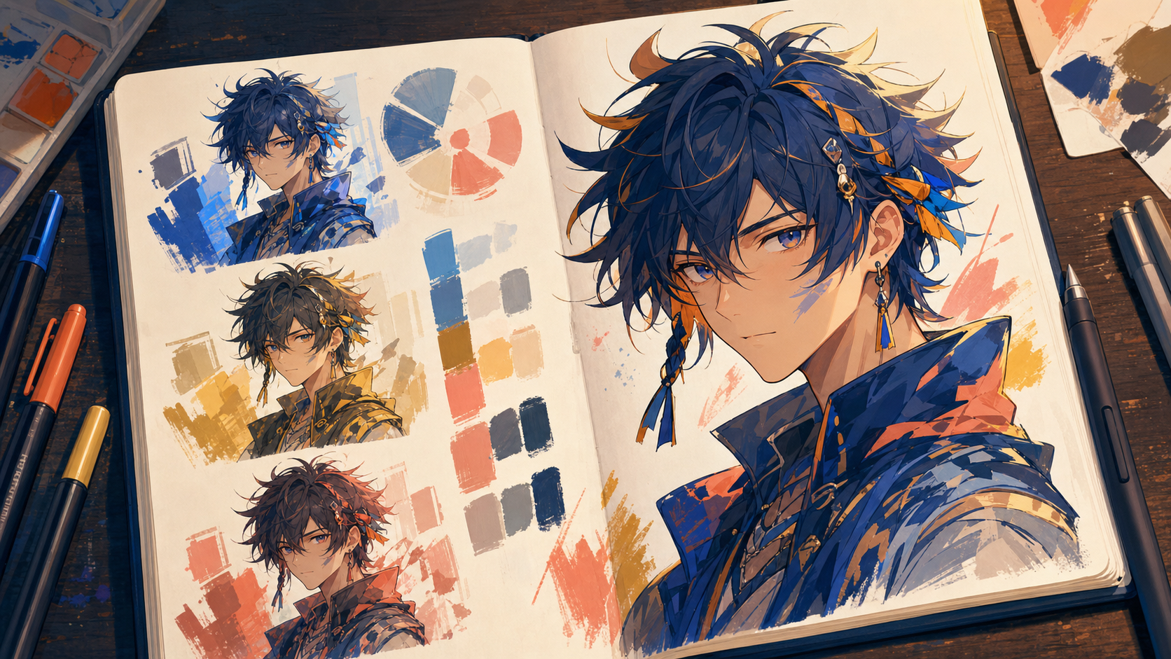 Estudo de cores para personagem original em estilo anime
